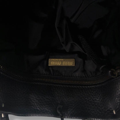 MIU MIU Hand Bag Tote Purse Leather Black Authentic