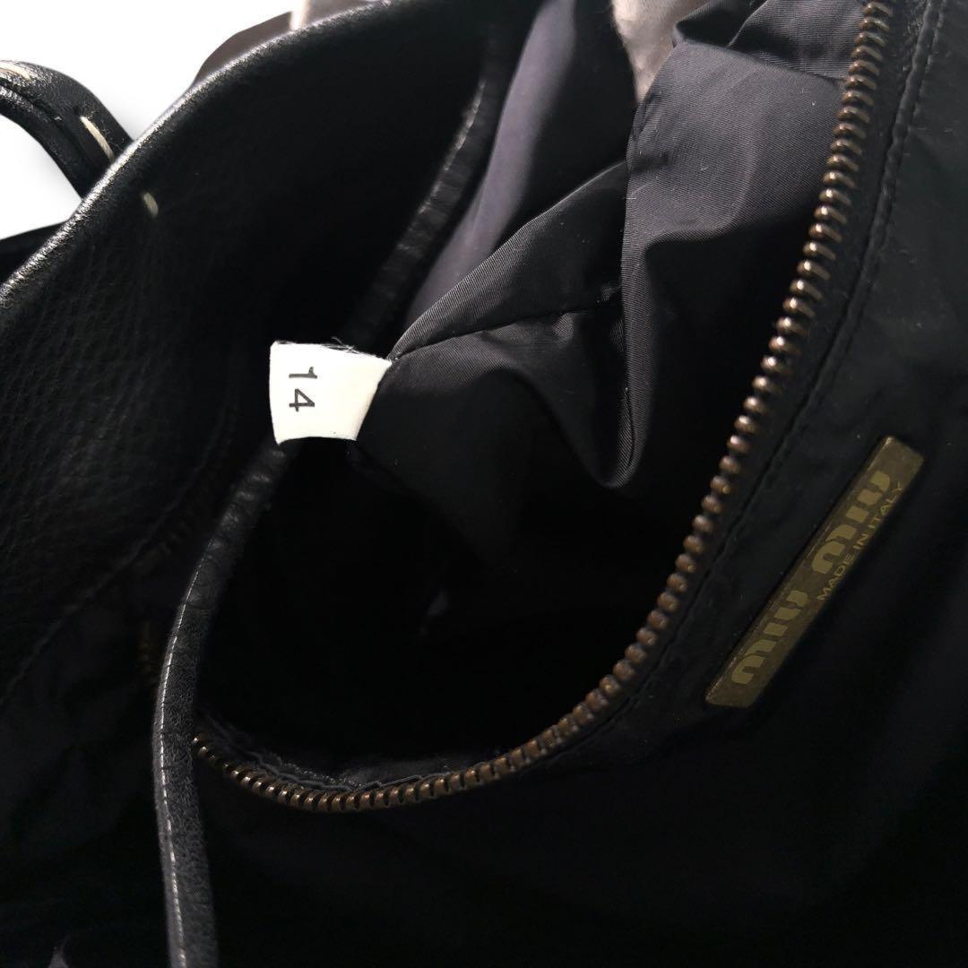 MIU MIU Hand Bag Tote Purse Leather Black Authentic