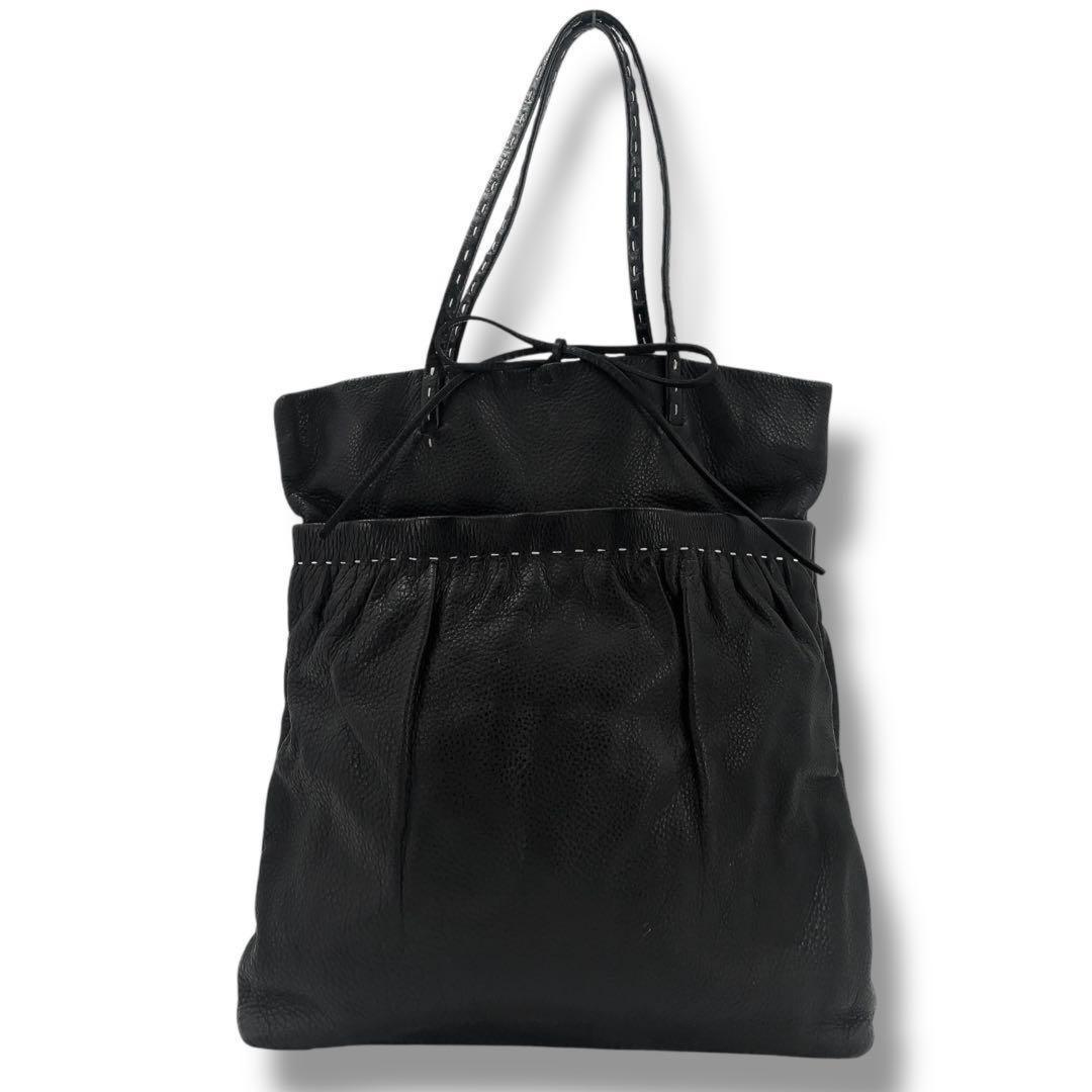 MIU MIU Hand Bag Tote Purse Leather Black Authentic
