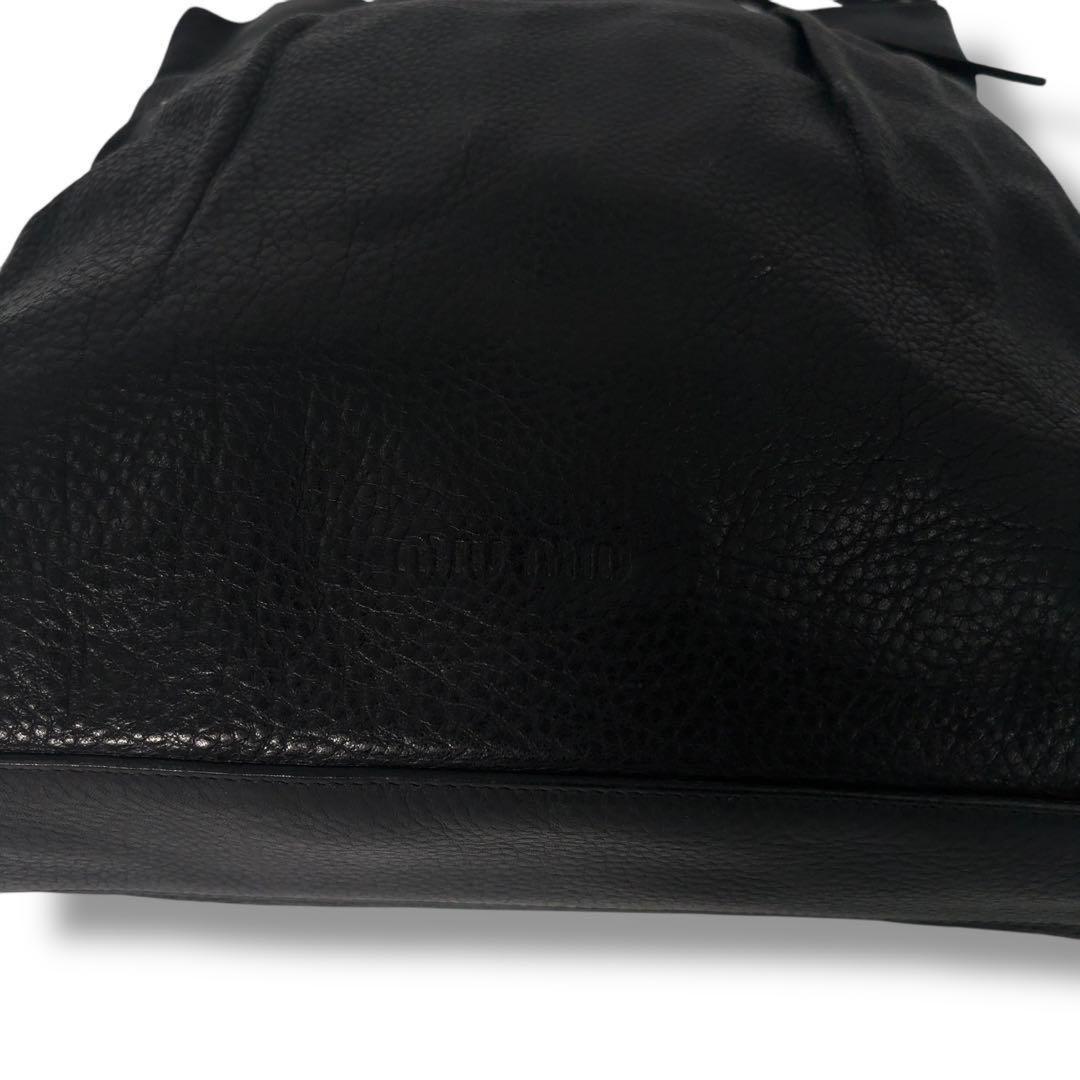 MIU MIU Hand Bag Tote Purse Leather Black Authentic