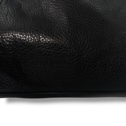 MIU MIU Hand Bag Tote Purse Leather Black Authentic