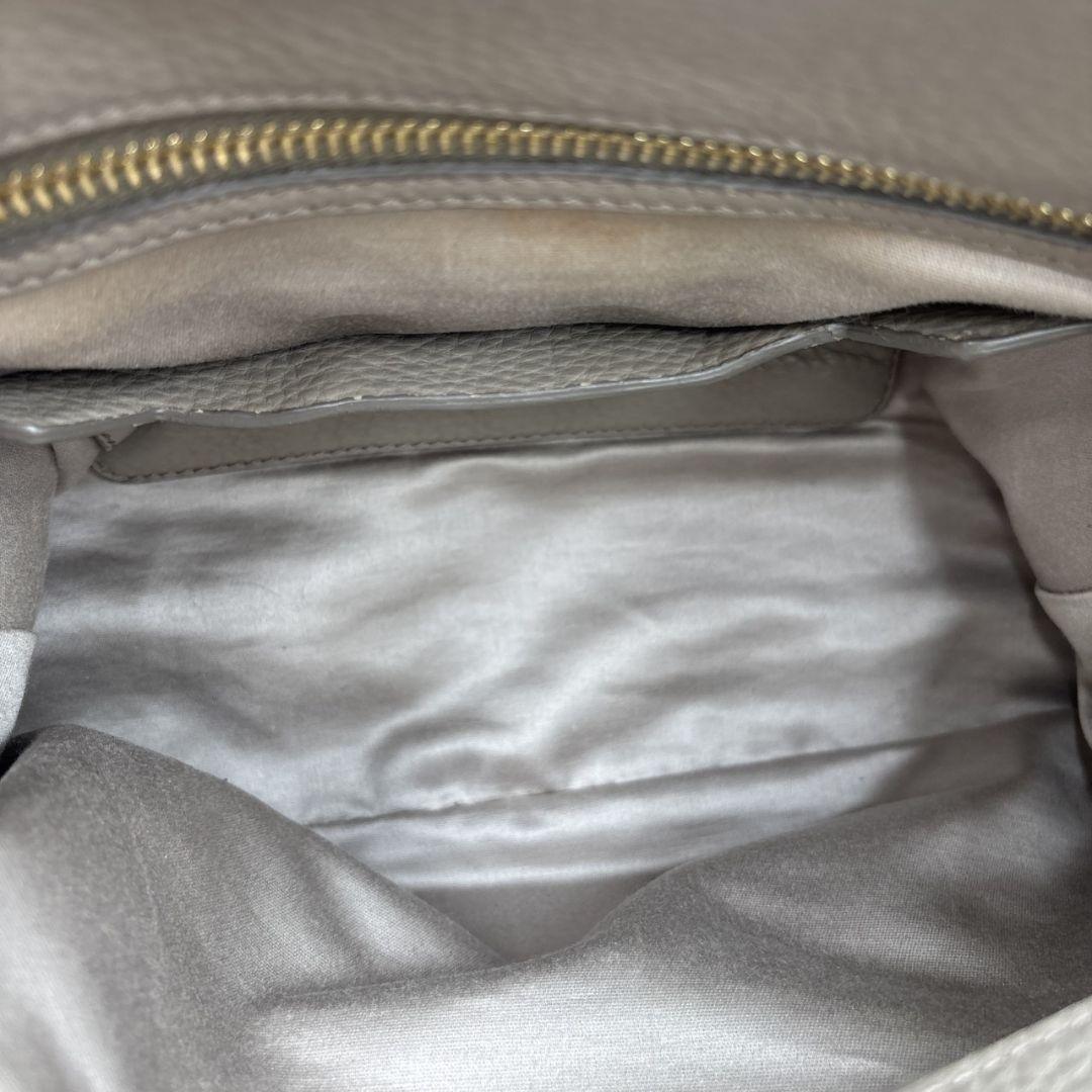 MIU MIU Hand Shoulder Bag Tote Purse 2way Logo Leather Gray Authentic