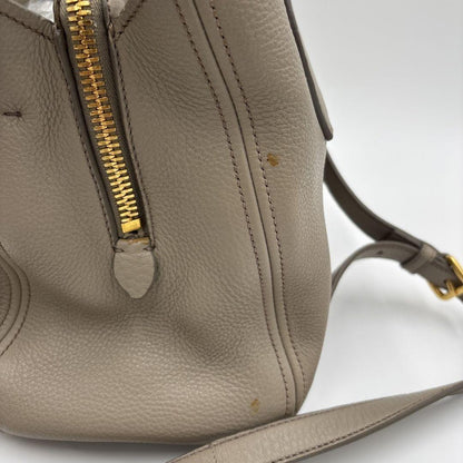 MIU MIU Hand Shoulder Bag Tote Purse 2way Logo Leather Gray Authentic