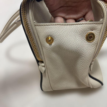 MIU MIU Hand Bag Tote Purse Logo Leather Off White Authentic