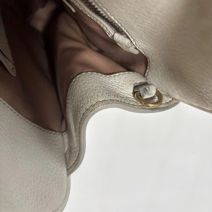 MIU MIU Hand Bag Tote Purse Logo Leather Off White Authentic
