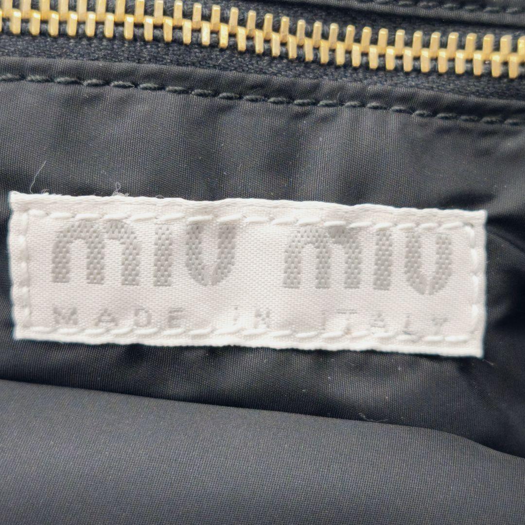 MIU MIU Hand Bag Tote Purse Logo Suede Black Authentic