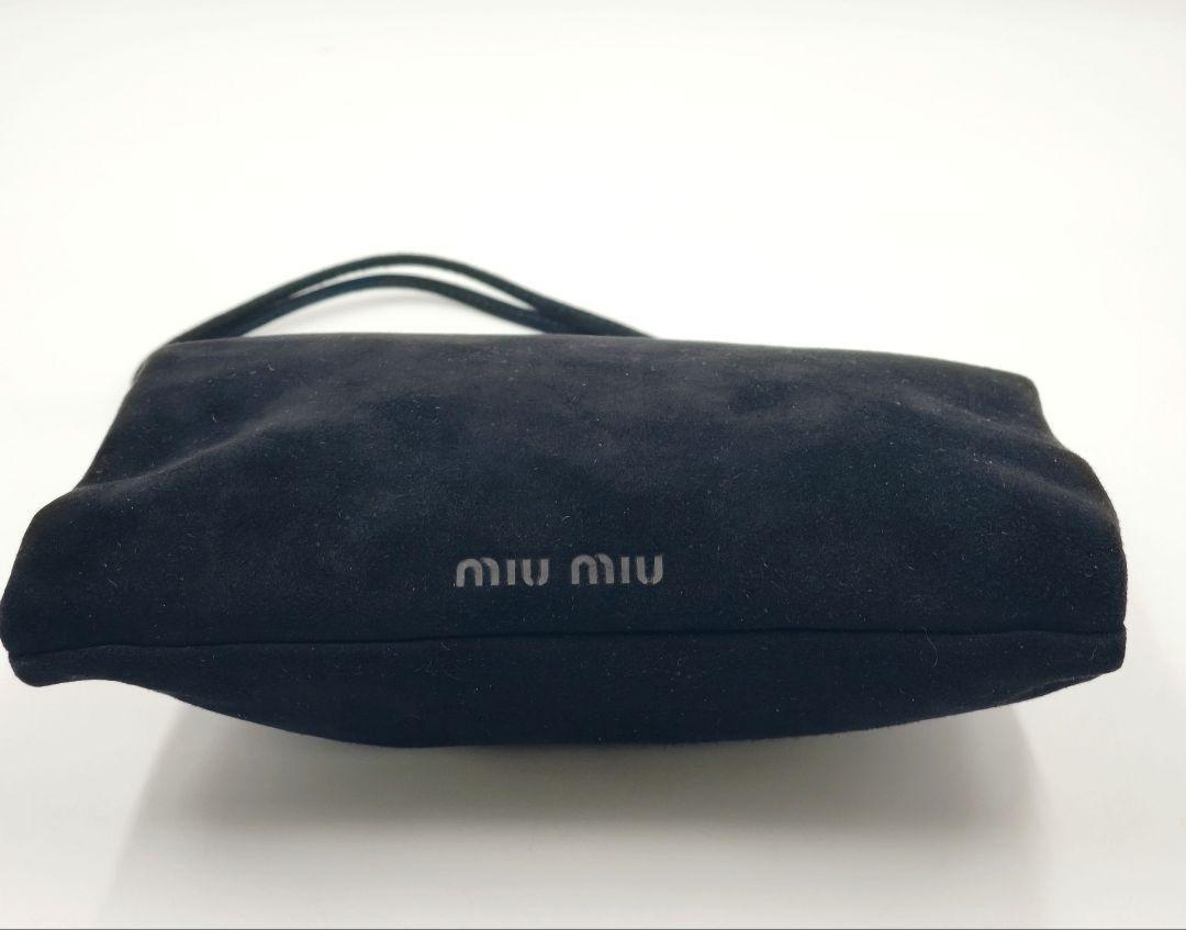 MIU MIU Hand Bag Tote Purse Logo Suede Black Authentic