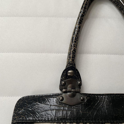 MIU MIU Hand Bag Tote Purse Logo Leather Canvas Authentic