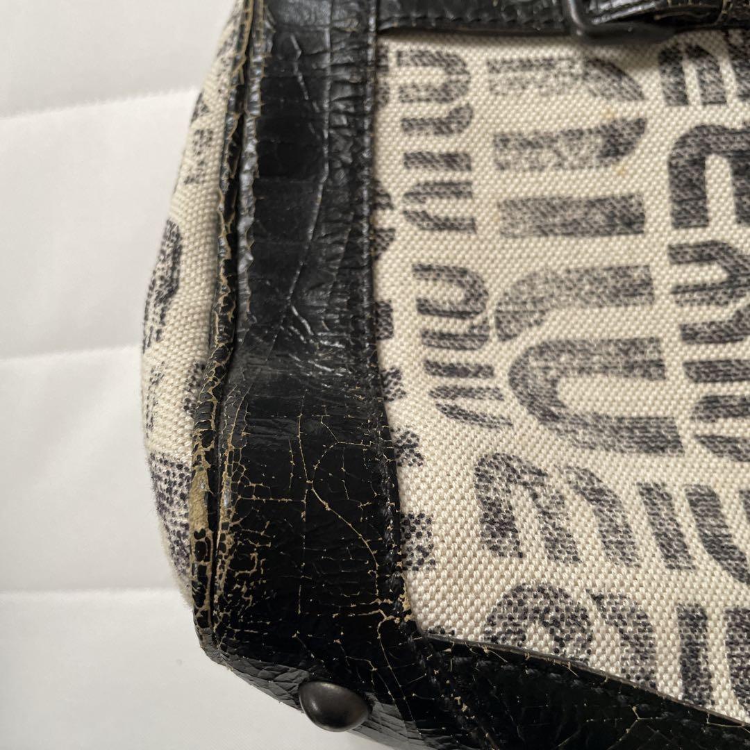 MIU MIU Hand Bag Tote Purse Logo Leather Canvas Authentic