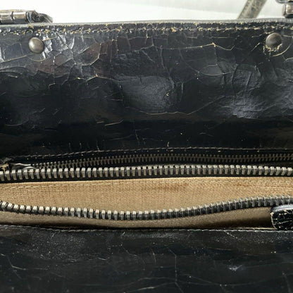MIU MIU Hand Bag Tote Purse Logo Leather Canvas Authentic