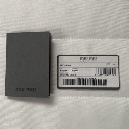 MIU MIU Hand Bag Tote Purse Logo Leather Canvas Authentic