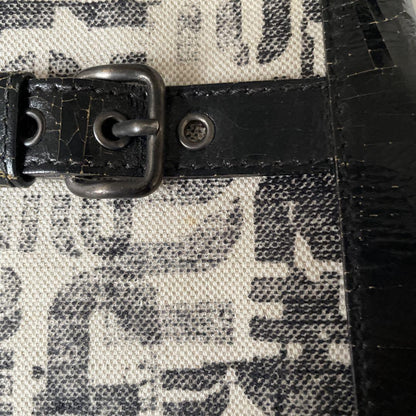 MIU MIU Hand Bag Tote Purse Logo Leather Canvas Authentic