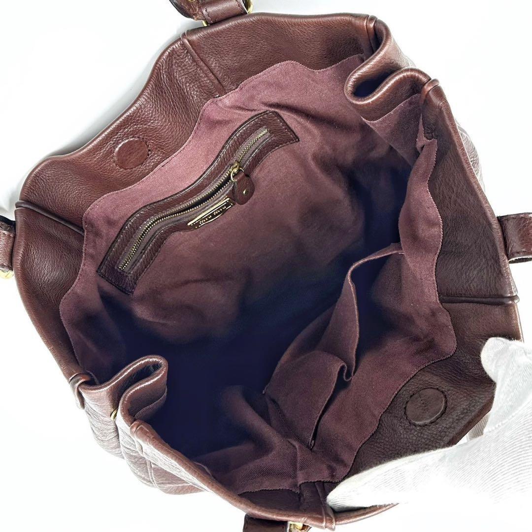 MIU MIU Hand Bag Tote Purse Logo Leather Brown Authentic
