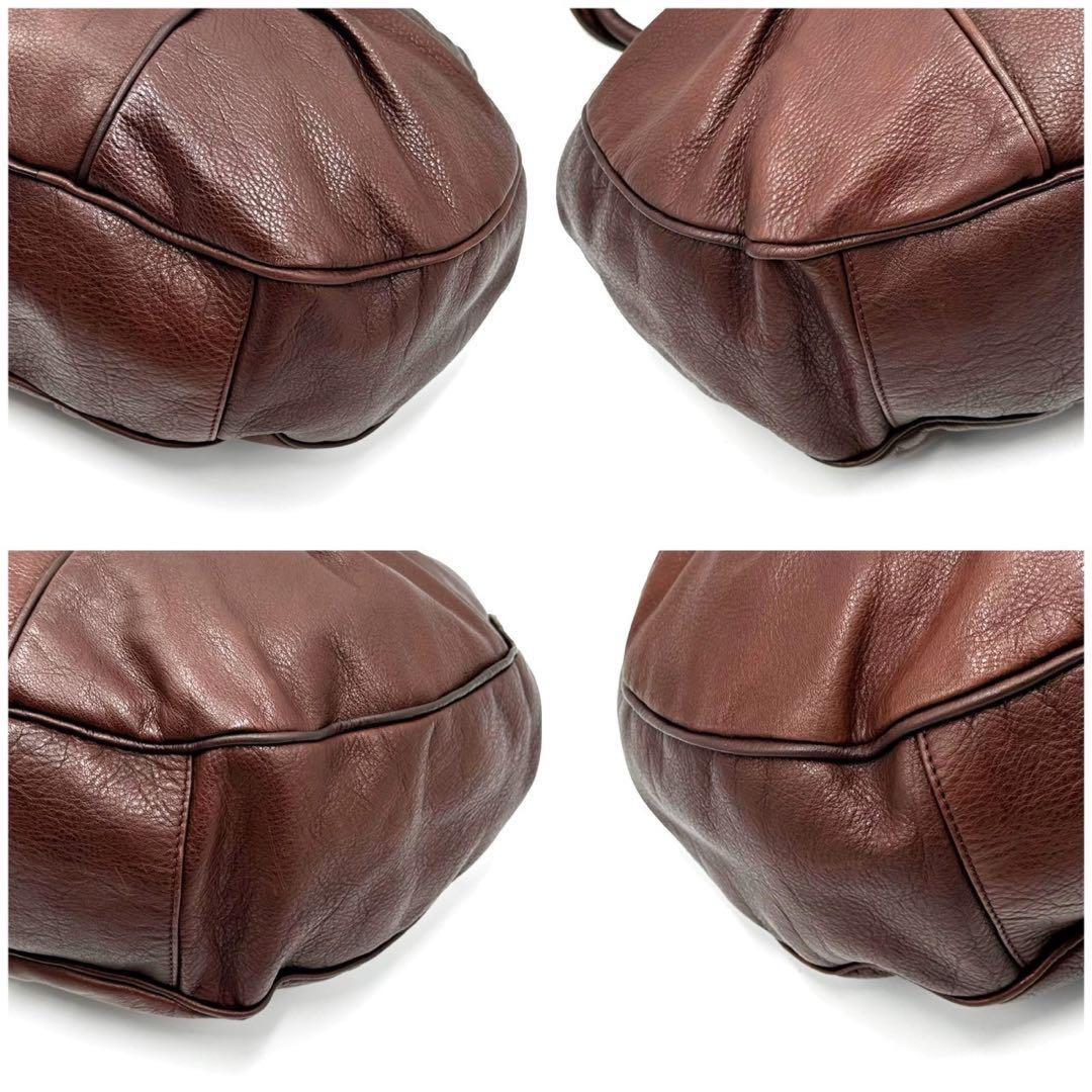 MIU MIU Hand Bag Tote Purse Logo Leather Brown Authentic