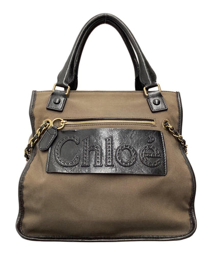 Chloe Hand Bag Tote Purse Logo Brown Authentic