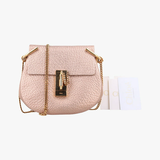 Chloe Shoulder Bag Purse Drew Leather Pink Authentic