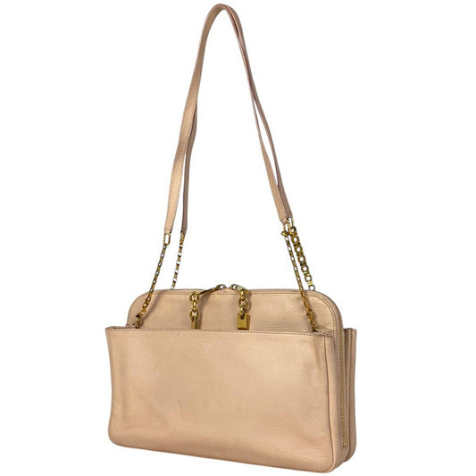Chloe Shoulder Bag Purse Chain Leather Pink Authentic