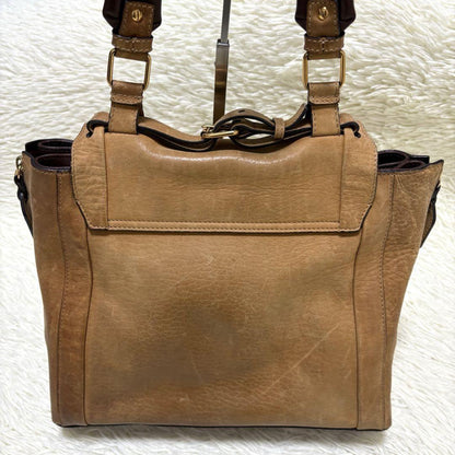 Chloe Hand Shoulder Bag Tote Purse 2way Leather Camel Brown Authentic