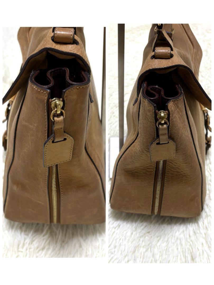 Chloe Hand Shoulder Bag Tote Purse 2way Leather Camel Brown Authentic