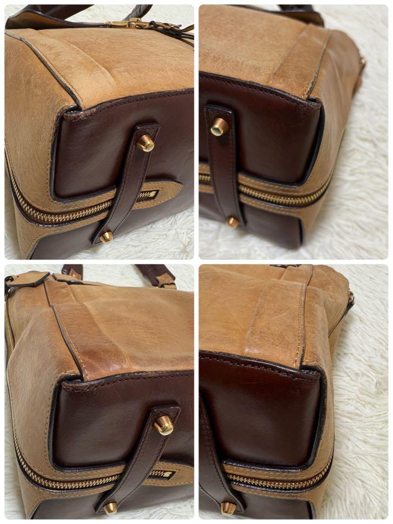Chloe Hand Shoulder Bag Tote Purse 2way Leather Camel Brown Authentic