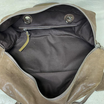 Chloe Hand Bag Tote Purse Leather Brown Beige Authentic