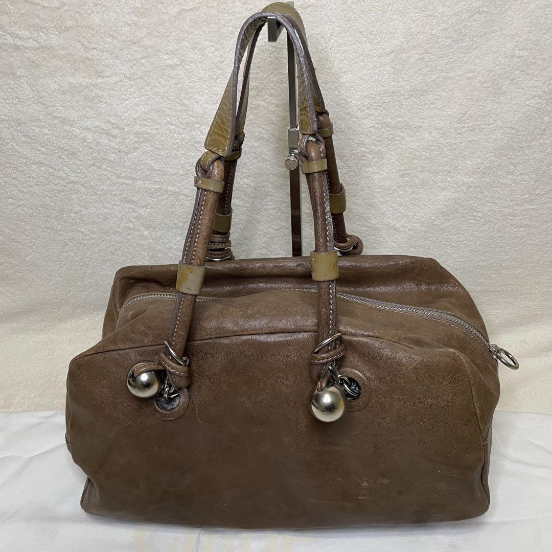 Chloe Hand Bag Tote Purse Leather Brown Beige Authentic