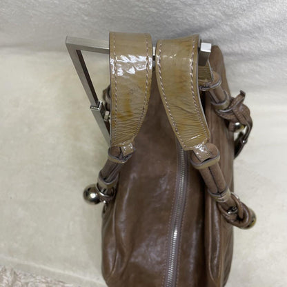 Chloe Hand Bag Tote Purse Leather Brown Beige Authentic