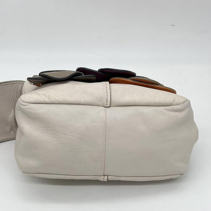 Chloe Clutch Bag Second Bag Hand Bag Leather Off White Orange Red Authentic