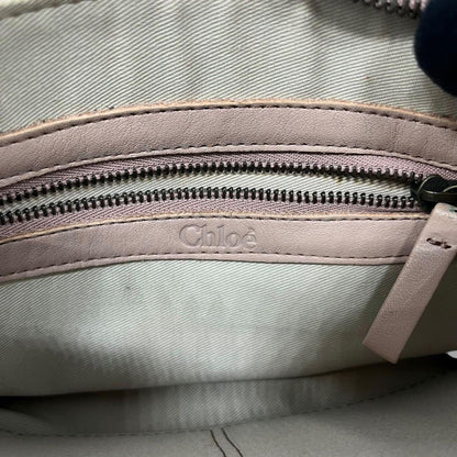 Chloe Shoulder Bag Purse Logo Suede Beige Authentic