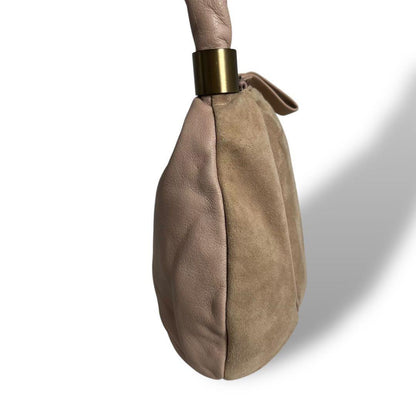 Chloe Shoulder Bag Purse Logo Suede Beige Authentic