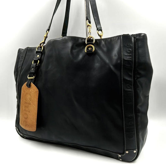 Chloe Hand Bag Tote Purse Eden Leather Black Authentic