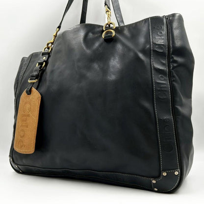 Chloe Hand Bag Tote Purse Eden Leather Black Authentic