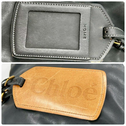 Chloe Hand Bag Tote Purse Eden Leather Black Authentic