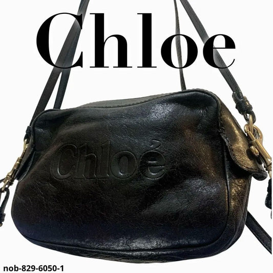 Chloe Shoulder Bag Purse Logo Black Authentic