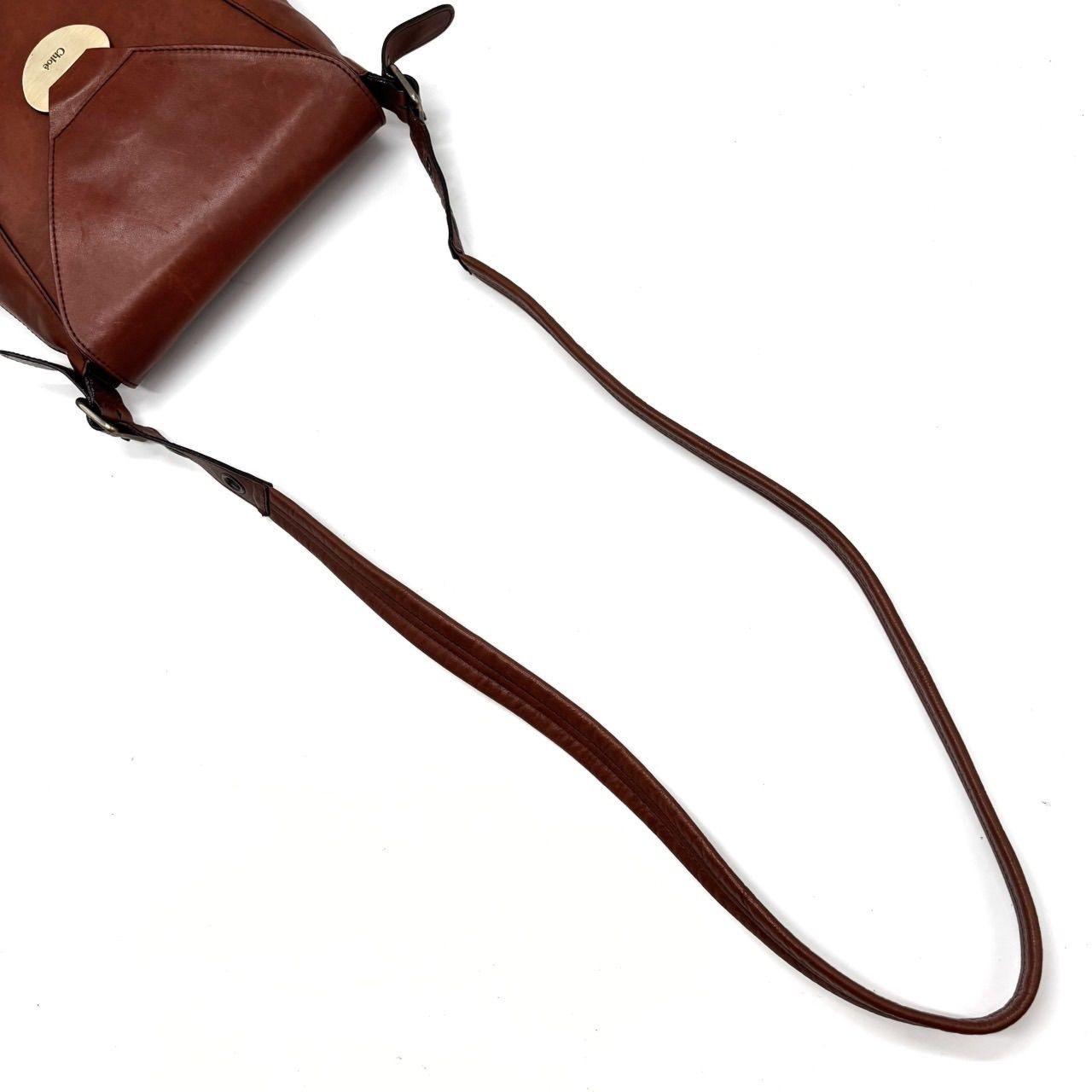 Chloe Shoulder Bag Purse Logo Leather Brown Authentic