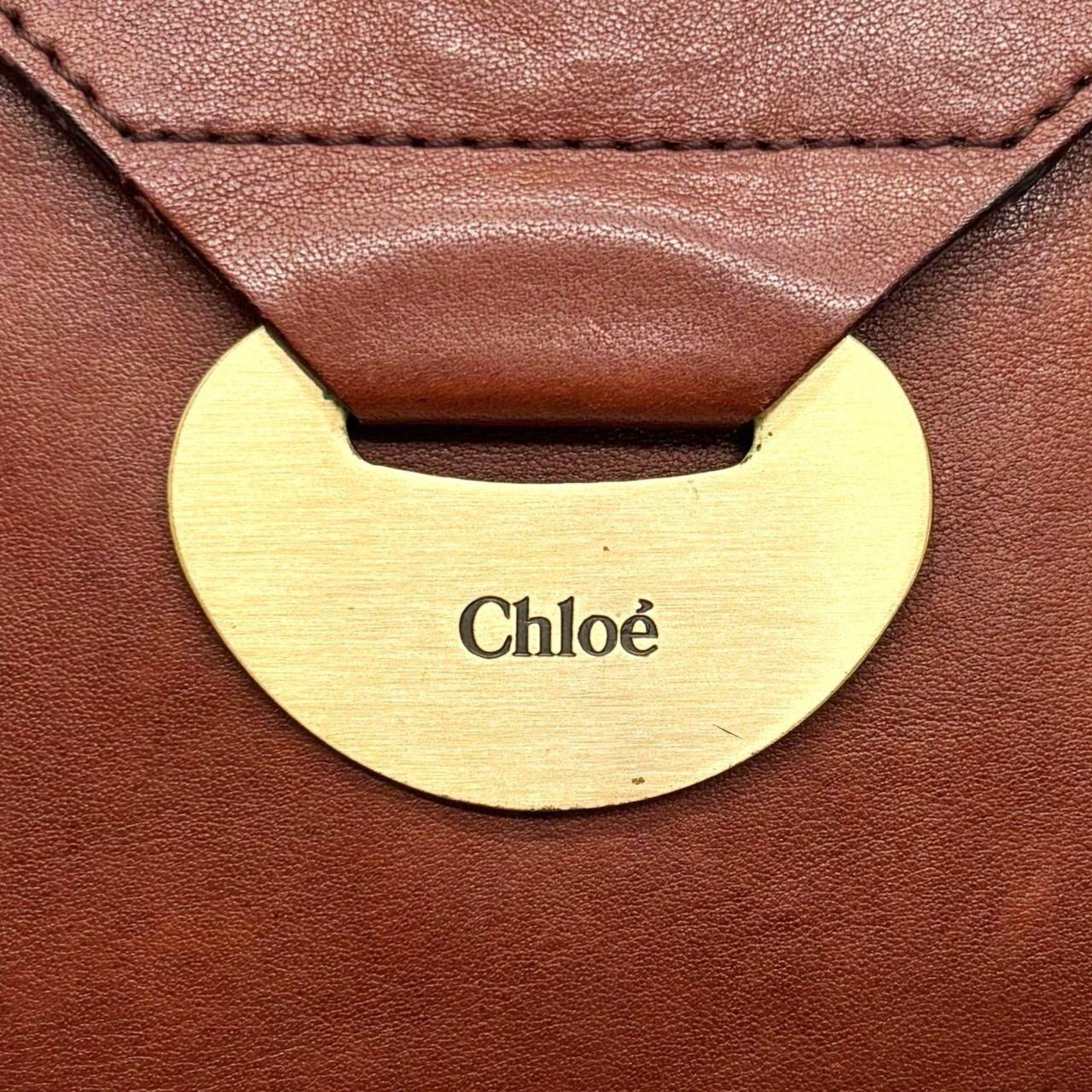 Chloe Shoulder Bag Purse Logo Leather Brown Authentic