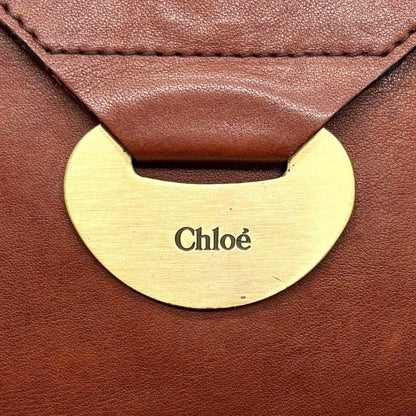 Chloe Shoulder Bag Purse Logo Leather Brown Authentic