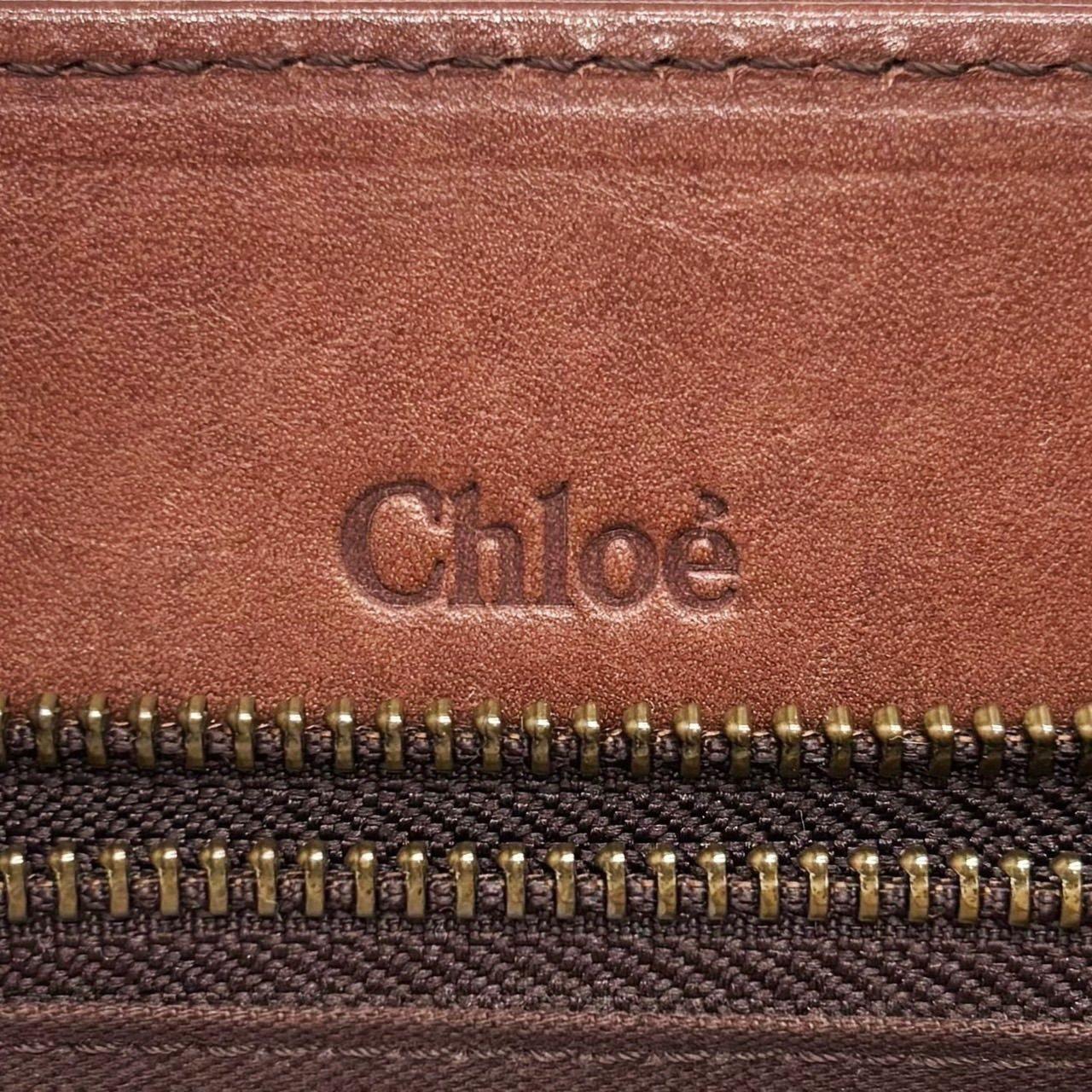 Chloe Shoulder Bag Purse Logo Leather Brown Authentic
