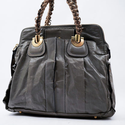Chloe Hand Bag Tote Purse Leather Gray Authentic