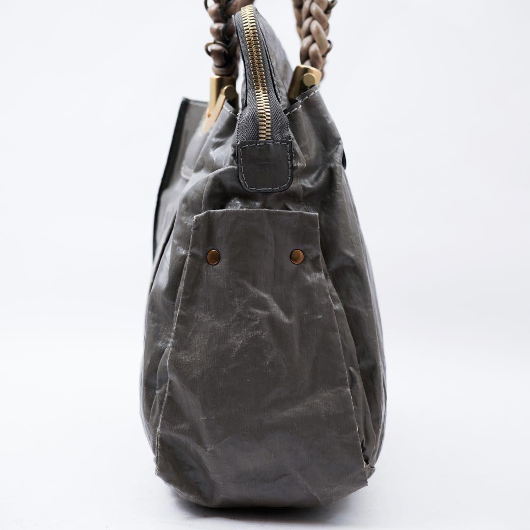 Chloe Hand Bag Tote Purse Leather Gray Authentic