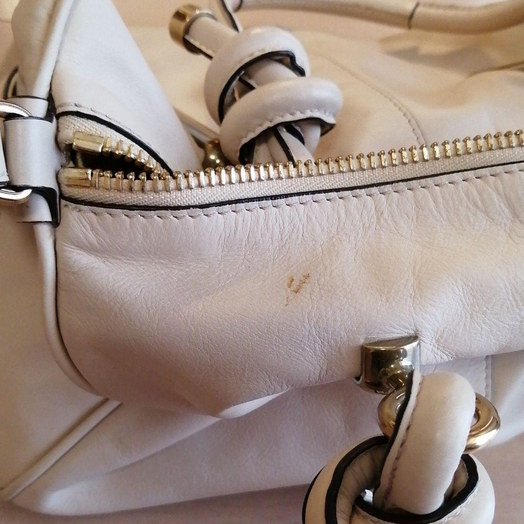 Chloe Hand Shoulder Bag Tote Purse Leather Beige Authentic