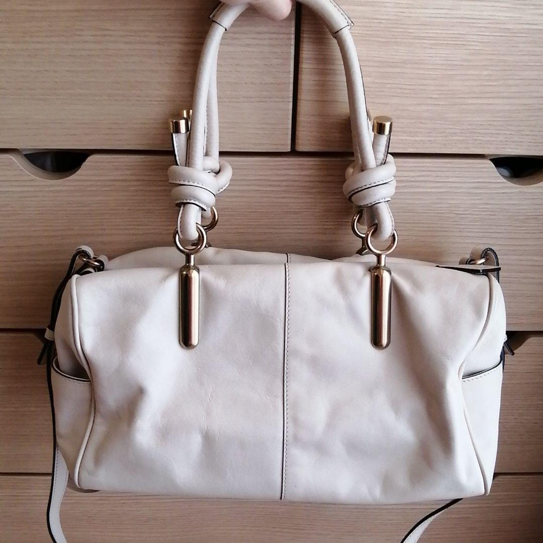 Chloe Hand Shoulder Bag Tote Purse Leather Beige Authentic