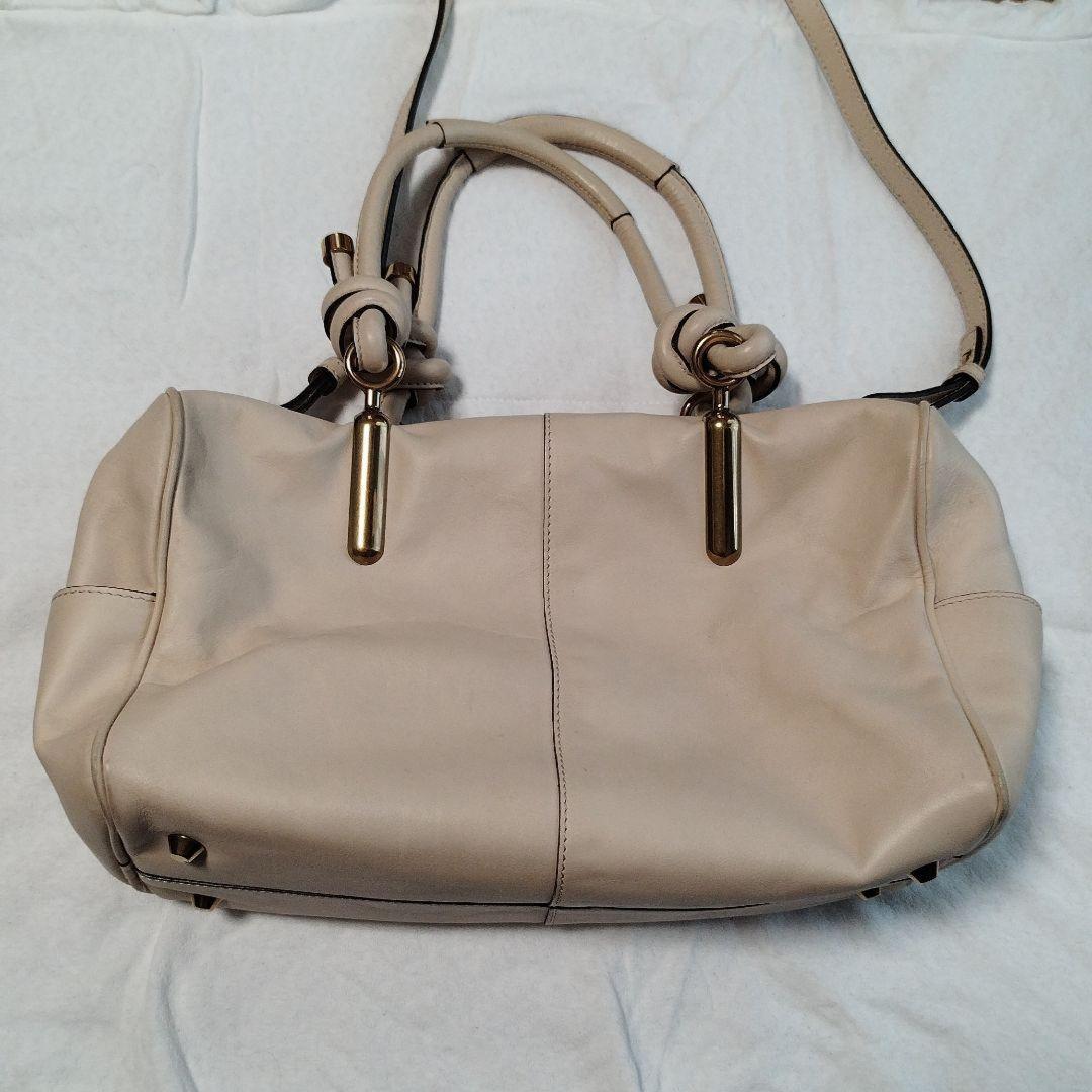 Chloe Hand Shoulder Bag Tote Purse Leather Beige Authentic