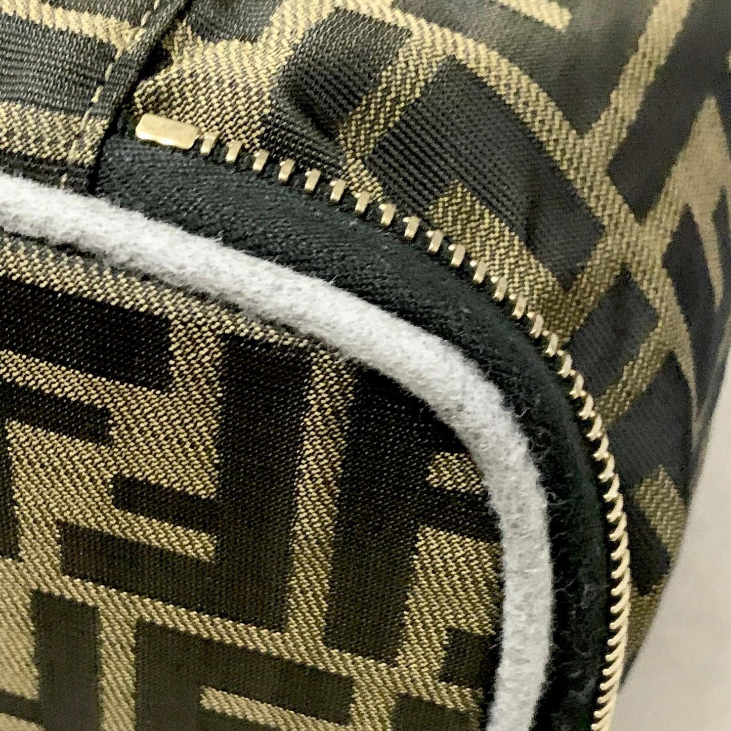 FENDI Vanity Bag Handbag Pouch FF Zucca Purse Canvas Brown Authentic Used Unisex