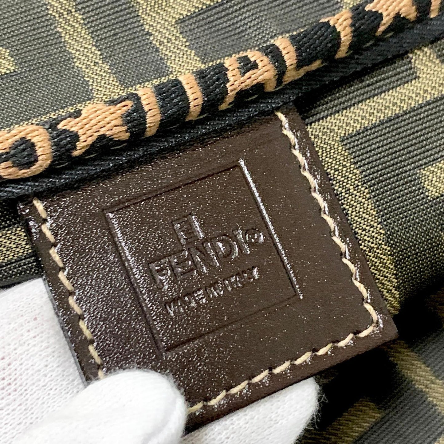 FENDI Vanity Bag Handbag Pouch FF Zucca Purse Canvas Brown Authentic Used Unisex