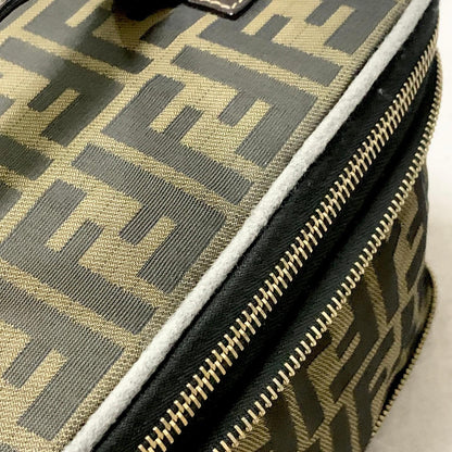 FENDI Vanity Bag Handbag Pouch FF Zucca Purse Canvas Brown Authentic Used Unisex