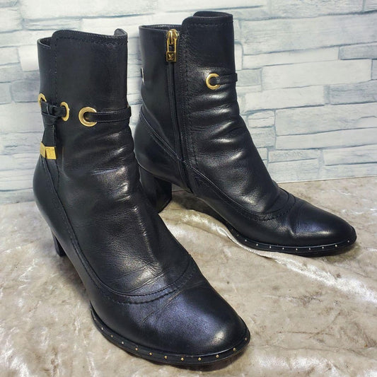 Louis Vuitton Short Boots Shoes EU 36.5 US 6.5 Leather Black Authentic