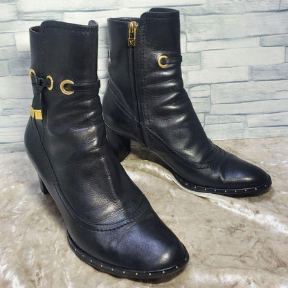 Louis Vuitton Short Boots Shoes EU 36.5 US 6.5 Leather Black Authentic