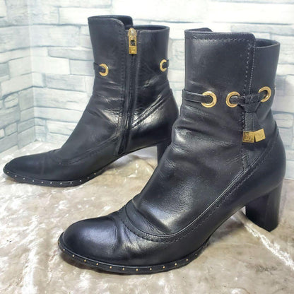 Louis Vuitton Short Boots Shoes EU 36.5 US 6.5 Leather Black Authentic