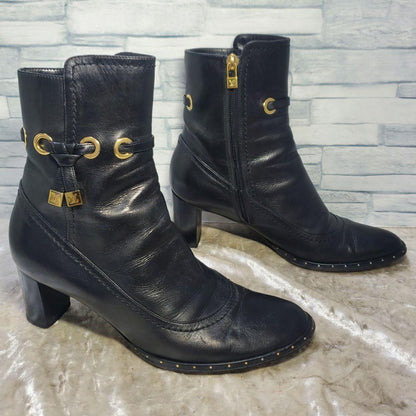 Louis Vuitton Short Boots Shoes EU 36.5 US 6.5 Leather Black Authentic